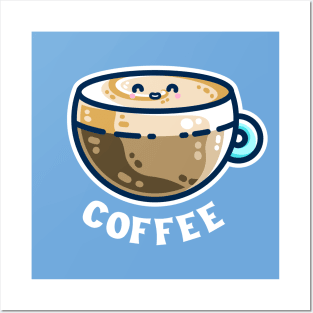 Creamy Latte Kawaii Cute Coffee Posters and Art